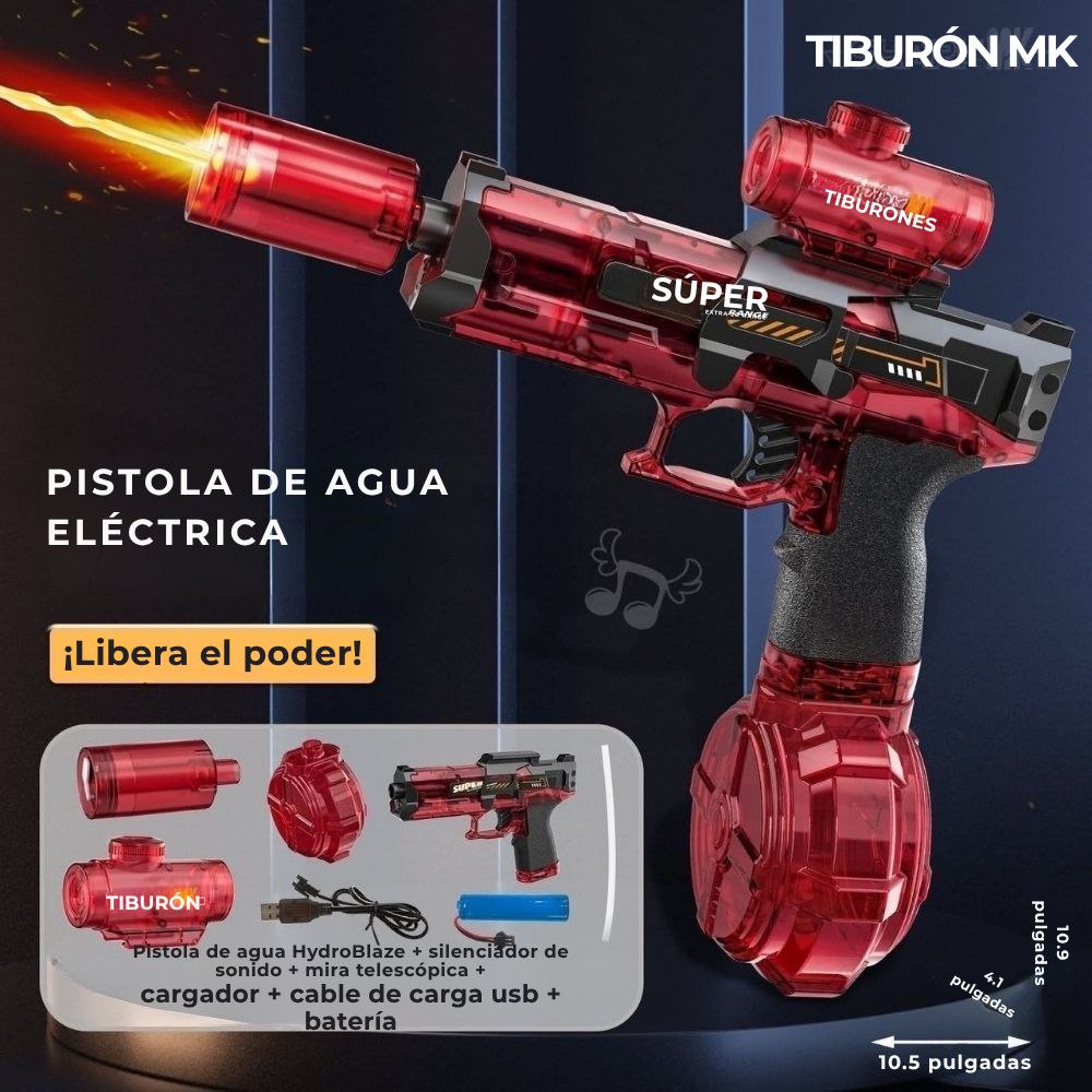 HydroBlaze™ - Pistola de agua eléctrica con efecto de llama